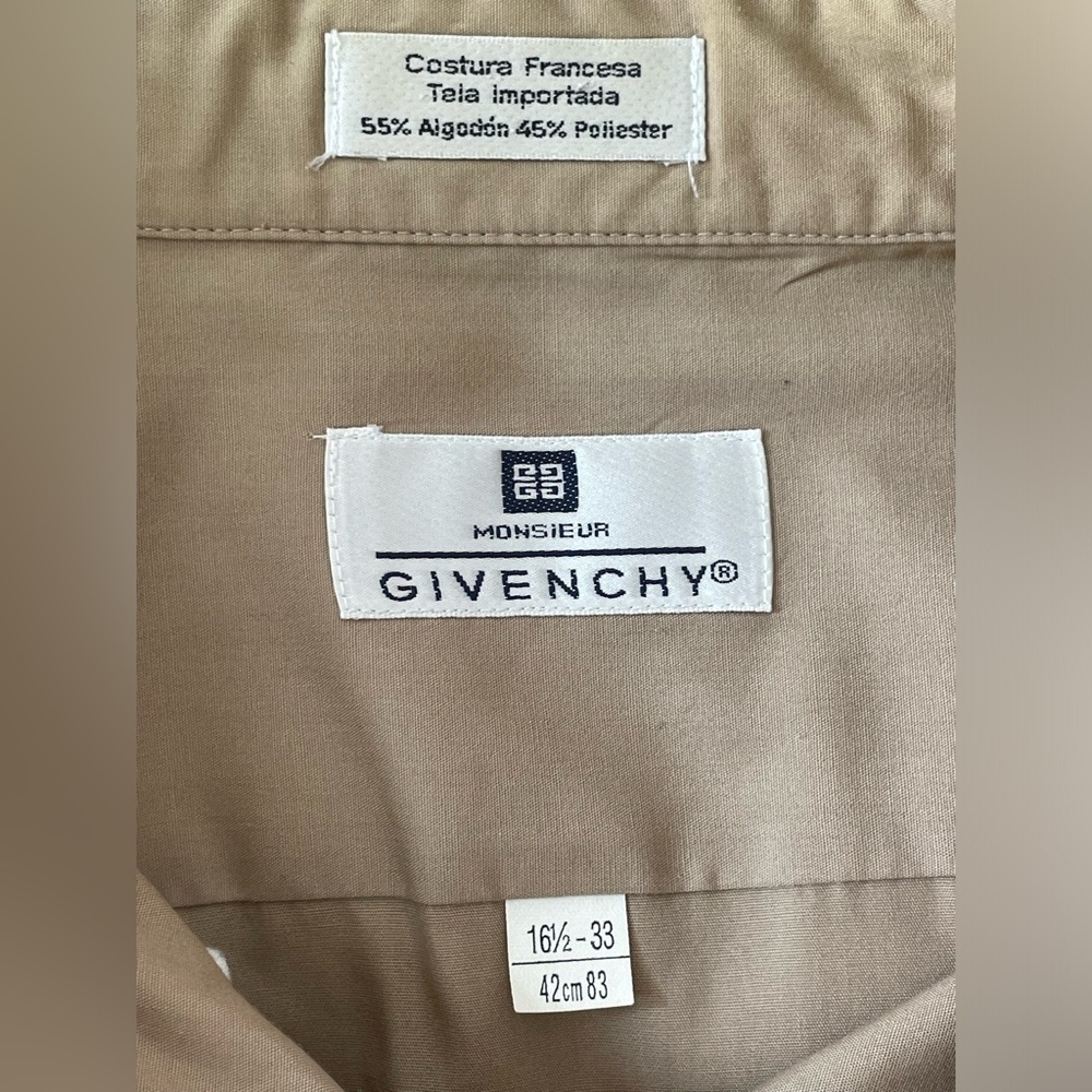 Givenchy Brown Tan Button up dress shirt Men size 16.5 -33 minimalist designer - Picture 2 of 7